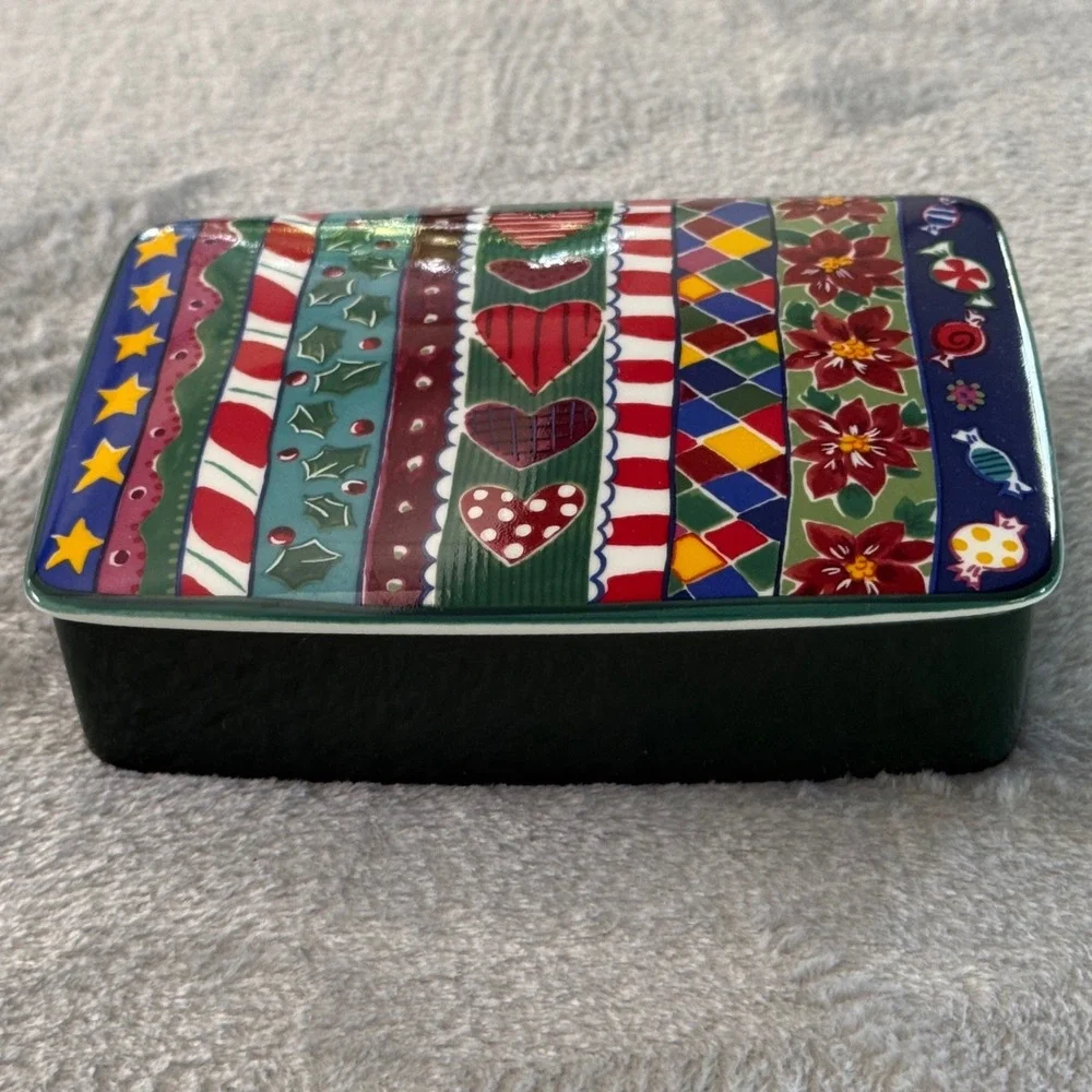 Mikasa Merry Season Trinket Box Jenny Faw‎ FX084 Christmas Candy Dish Japan